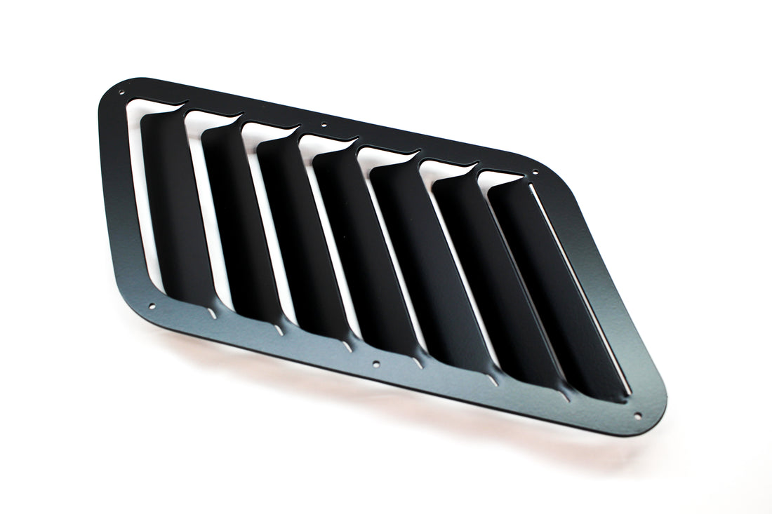 BMW E46 hood vent louver, close-up